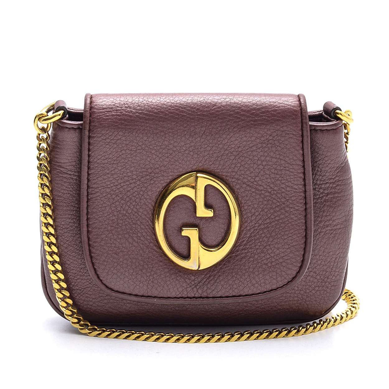 Gucci - Bordeaux Grained Leather Mini Chain Messenger  Bag